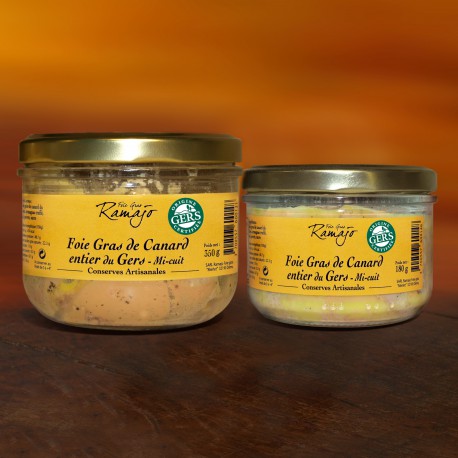 Foie gras de canard entier du Gers mi-cuit : lot 180g + 350g Foie gras de canard entier du Gers mi-cuit : lot 180g + 350g