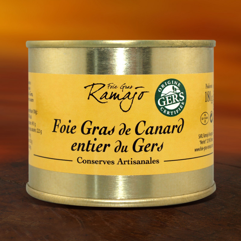 Foie gras de canard entier du Gers 180 g (Boite fer)