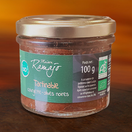 calabacín y aceitunas negras para untar
