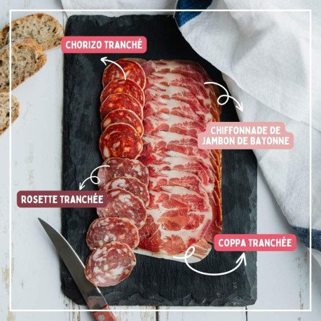 Plateau d'assortiment de charcuterie IGP Porc de Sud-Ouest et Jambon de Bayonne